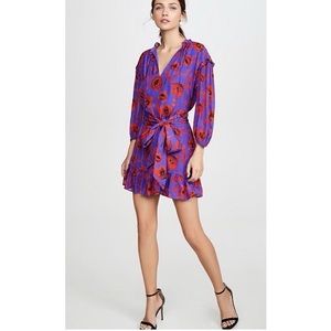 Alice + Olivia Women's Ellamae Drop Shoulder Floral Dress Poppy Garden Eggplant